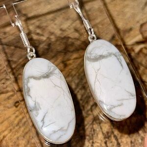 White & Gray Howlite Earrings 2”